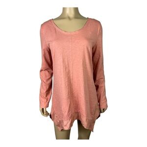 Garnet Hill Blush Organic Cotton/Silk Trimmed Top Handkerchief Hem Sz M